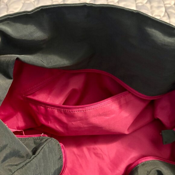 Baggallini Gray and Pink Weekender Expandable Carryall Overnight Tote Bag - Picture 10 of 14